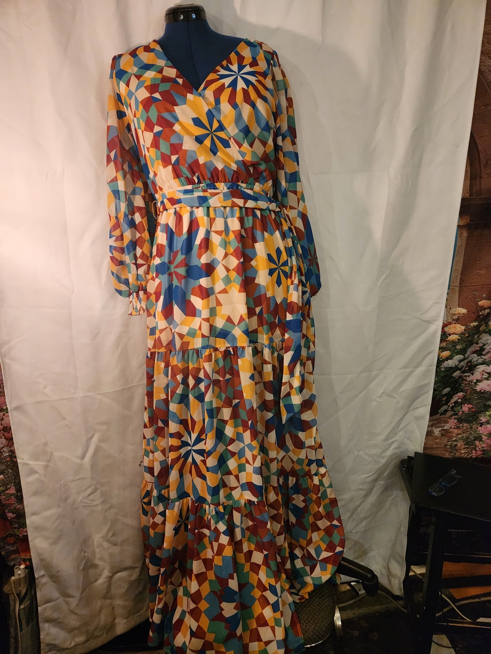 Flying Tomato Multicolor Geometric Print Maxi Dress
